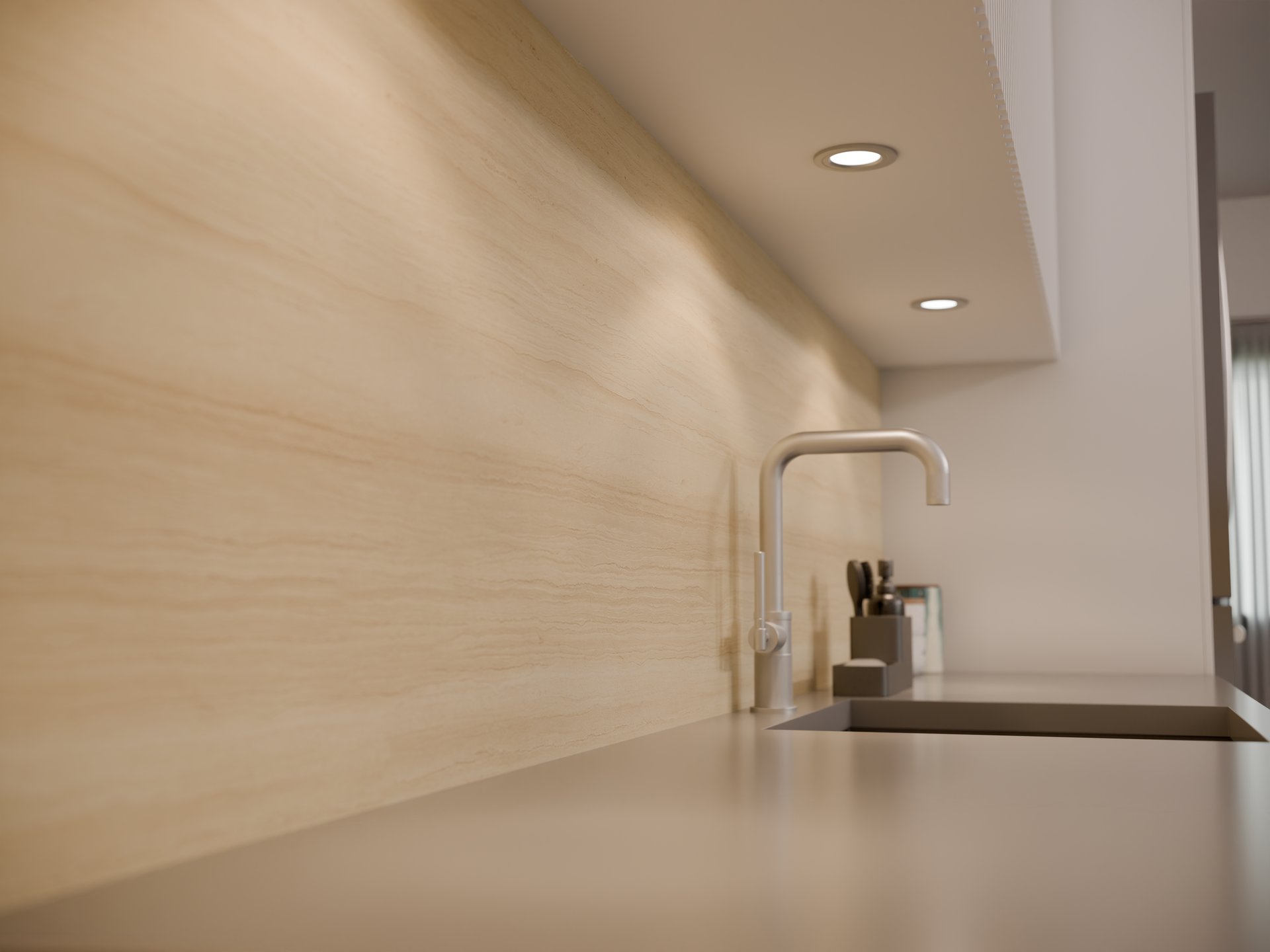 Plan de travail stratifié sur mesure Sofema avec évier et robinet intégré