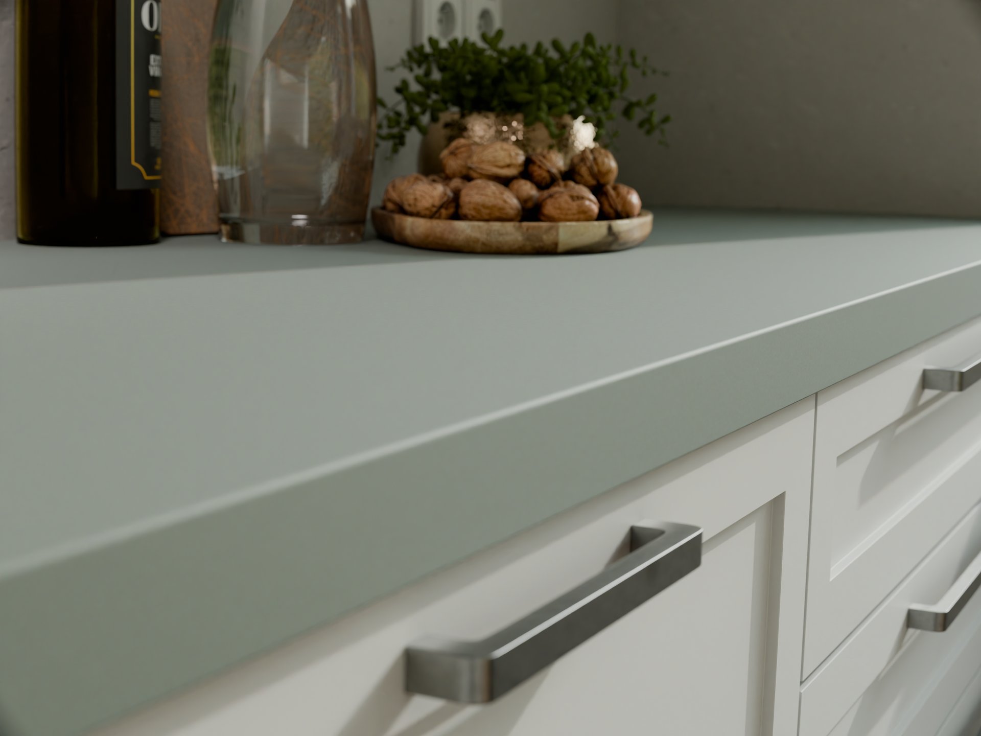 Plan de travail stratifié sur mesure par Sofema, finition douce et moderne.